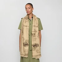 London Landmarks Wool Silk Scarf | Burberry® Official