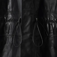 Detachable Fringed Trim Leather Parka in Black - Men | Burberry® Official