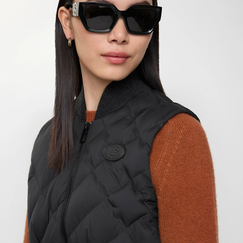 Check-stitch Nylon Devonside Gilet in Black - Women | Burberry® Official