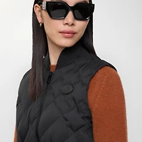 Check-stitch Nylon Devonside Gilet in Black - Women | Burberry® Official