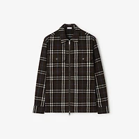 Check Wool Flannel Overshirt in Snug brown - Men | Burberry® Official