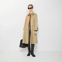 Long Gabardine Ellingham Fit-and-flare Car Coat in Beige - Women, Cotton Gabardine | Burberry® Official
