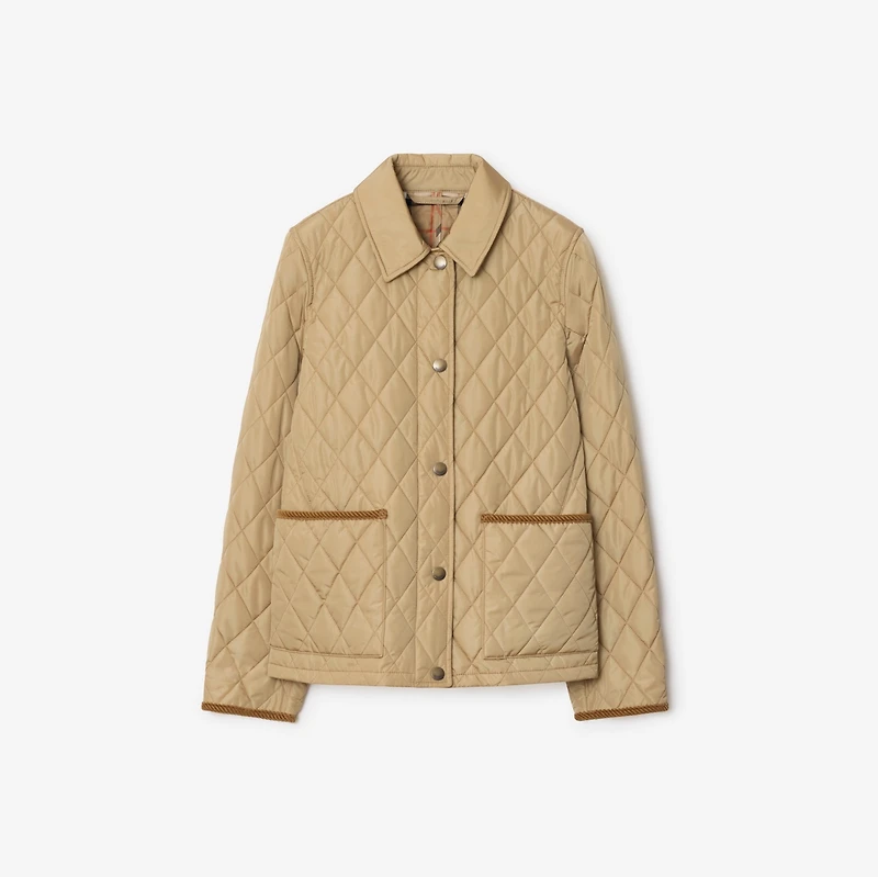 Quilted Nylon Jacket in Flax/sand - Women | Burberry® Official
