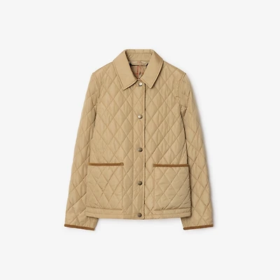 Quilted Nylon Jacket in Flax/sand - Women | Burberry® Official