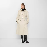 Long Gabardine Fitzrovia Trench Coat in Clam beige - Women | Burberry® Official