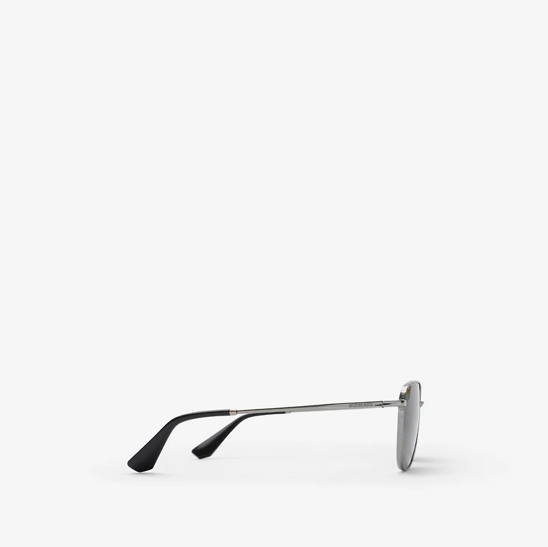 Metal Check Square Sunglasses in Gunmetal grey - Men | Burberry® Official
