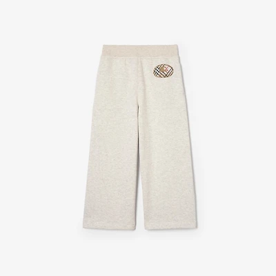 Check Knight Stamp Cotton Jogging Pants in White melange | Burberry® Official