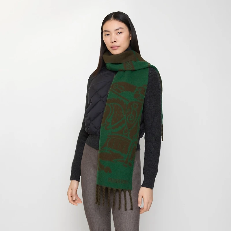 Reversible EKD Wool Scarf in Marsh green | Burberry® Official