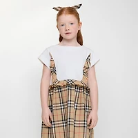 Check Trim Stretch Cotton Dress in White | Burberry® Official