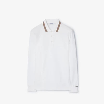 Long-sleeve Cotton Polo Shirt in White - Men | Burberry® Official