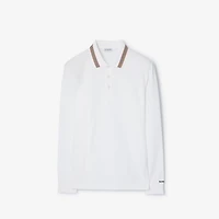 Long-sleeve Cotton Polo Shirt in White - Men | Burberry® Official