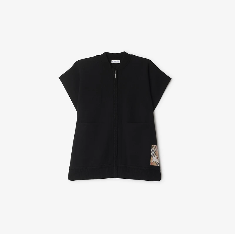 Check Label Wool Blend Cape in Black | Burberry® Official
