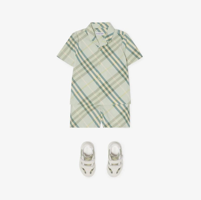 Check Cotton Shorts in Breeze | Burberry® Official