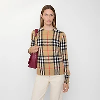 Check Cashmere Wool Sweater in Sand beige - Women | Burberry® Official