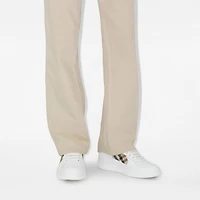 Leather and Check Terrace Sneakers​ in White/sand - Women | Burberry® Official