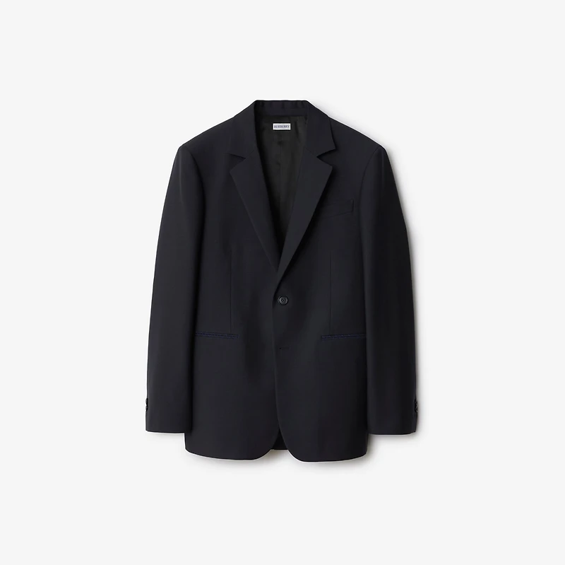 Wool Tailored Jacket in Navy - Men | Burberry® Official