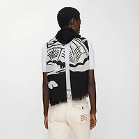 Wide EKD Wool Scarf in Black/calico | Burberry® Official