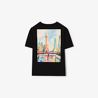 Shanghai Bear Cotton T-shirt in Black | Burberry® Official