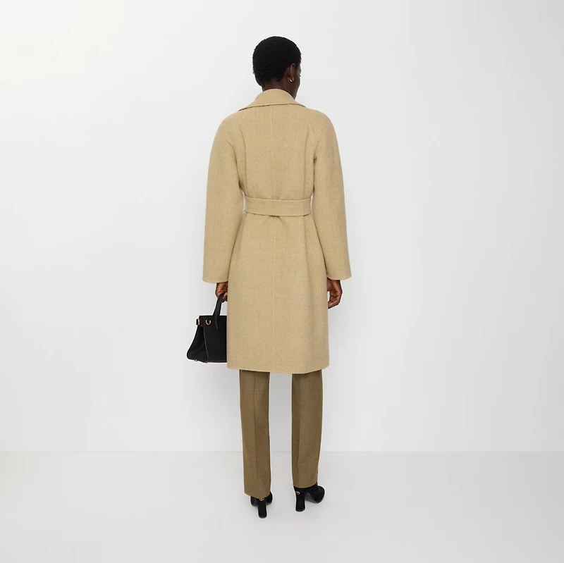 Reversible Wool Wrap Coat in Sand beige - Women | Burberry® Official