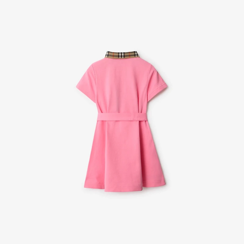 Check Collar Cotton Polo Shirt Dress in Blossom | Burberry® Official