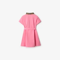 Check Collar Cotton Polo Shirt Dress in Blossom | Burberry® Official