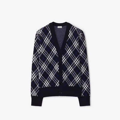 Check Wool Blend Cardigan in Ink blue - Men | Burberry® Official