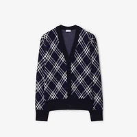Check Wool Blend Cardigan in Ink blue - Men | Burberry® Official