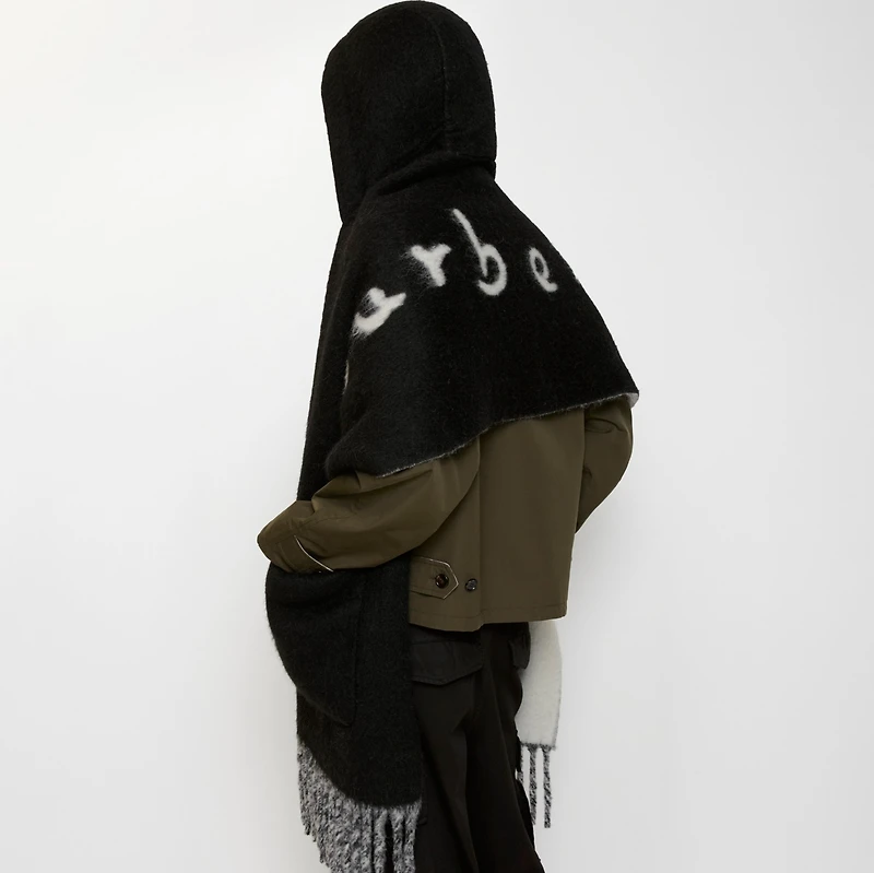 Logo Alpaca Wool Blend Hooded Scarf in Black | Burberry® Official