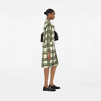 Ribbon Check Silk Dress in Swamp - Women | Burberry® Official