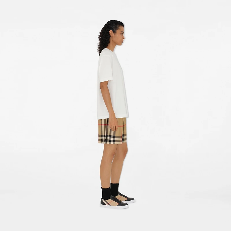 Check and Leather Sneakers in Black - Women | Burberry® Official