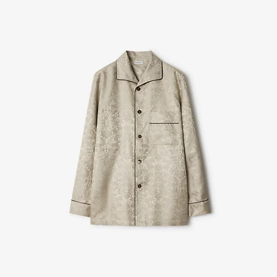 Sunflower Silk Pyjama Shirt in Taupe beige - Men | Burberry® Official