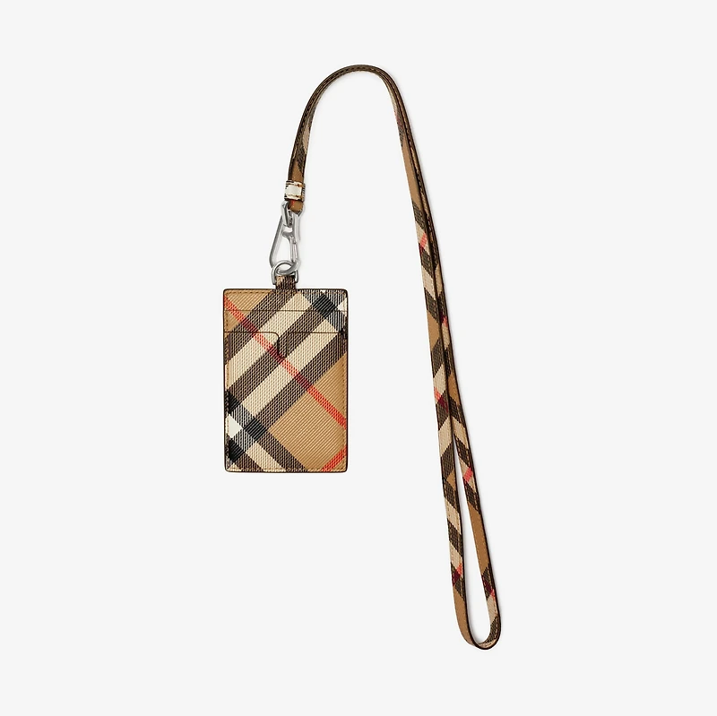 Check Lanyard Card Case in Sand - Men, Canvas | Burberry® Official