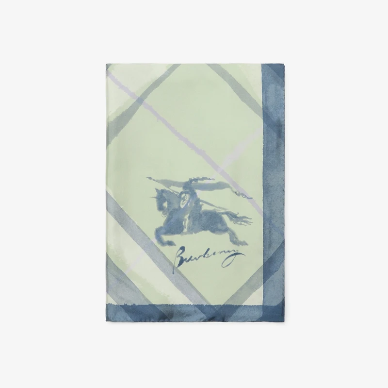 Wide Watercolour Check Silk Scarf in Seafoam green | Burberry® Official