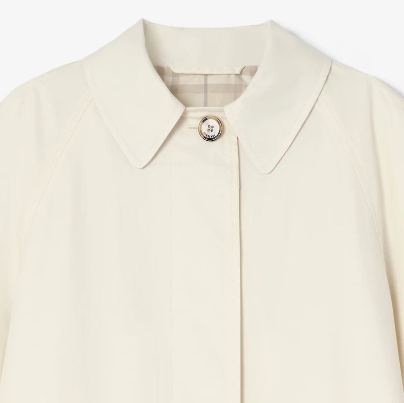 Long Tropical Gabardine Car Coat in Tundra white - Women | Burberry® Official