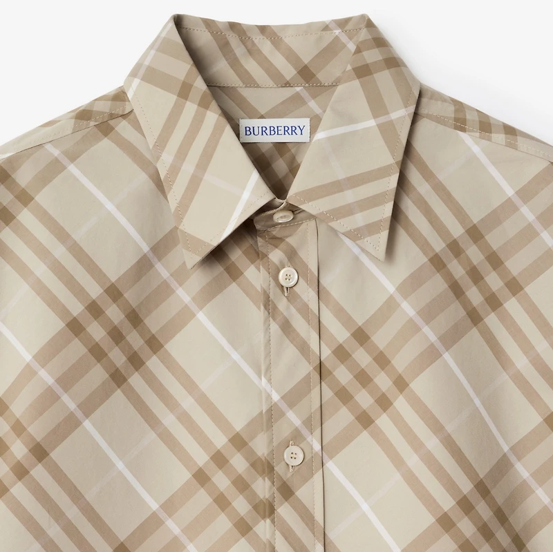 Relaxed Fit Check Cotton Shirt in Stone grey - Men | Burberry® Official