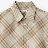 Relaxed Fit Check Cotton Shirt in Stone grey - Men | Burberry® Official
