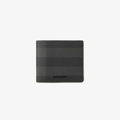 Check Slim Bifold Wallet in Charcoal - Men | Burberry® Official