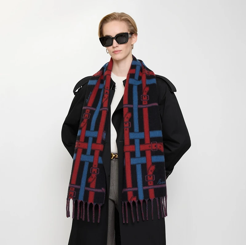 Belt Check Cashmere Scarf in Pilot blue | Burberry® Official