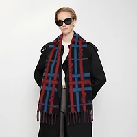 Belt Check Cashmere Scarf in Pilot blue | Burberry® Official