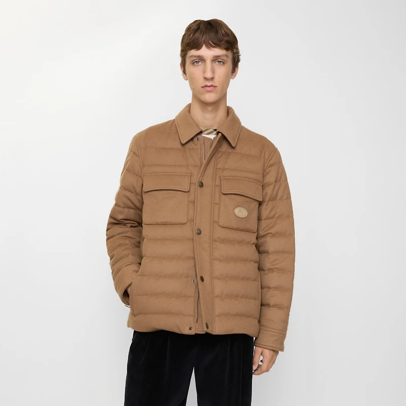 Cashmere Padded Overshirt in Camel - Men | Burberry® Official