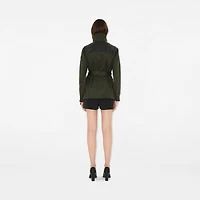 Leather Trim Nylon Blend Field Jacket in Shale - Women | Burberry® Official