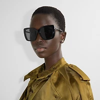 Tubular Check Square Polarised Sunglasses in Black - Women | Burberry® Official