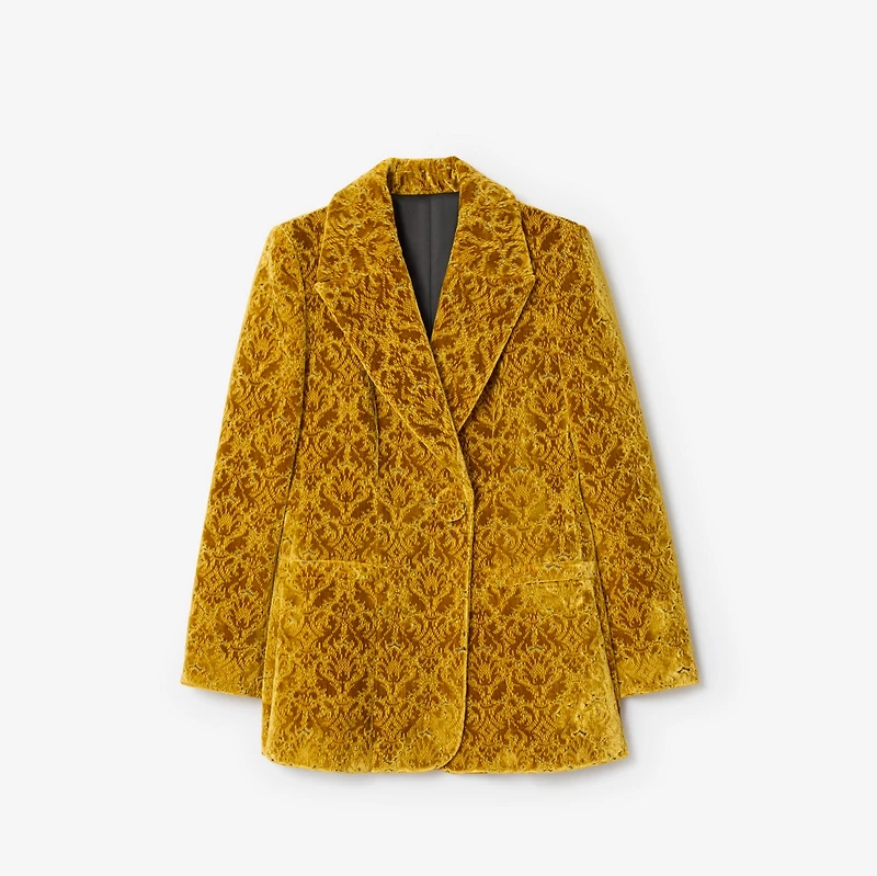 Baroque Velvet Blazer in Pear yellow - Women | Burberry® Official