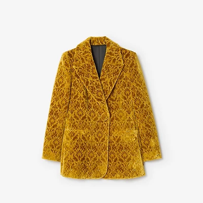 Baroque Velvet Blazer in Pear yellow - Women | Burberry® Official