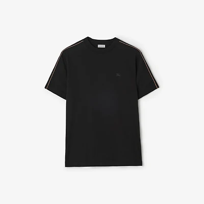 Check Piping Cotton T-shirt in Black - Men | Burberry® Official