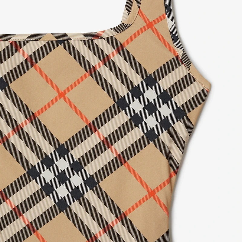 Check Swimsuit in Sand - Women | Burberry® Official