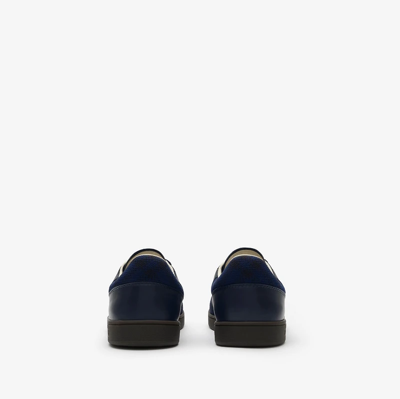Leather and Suede Set Sneakers in Midnight blue/nocturnal blue - Men | Burberry® Official