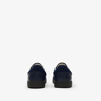 Leather and Suede Set Sneakers in Midnight blue/nocturnal blue - Men | Burberry® Official