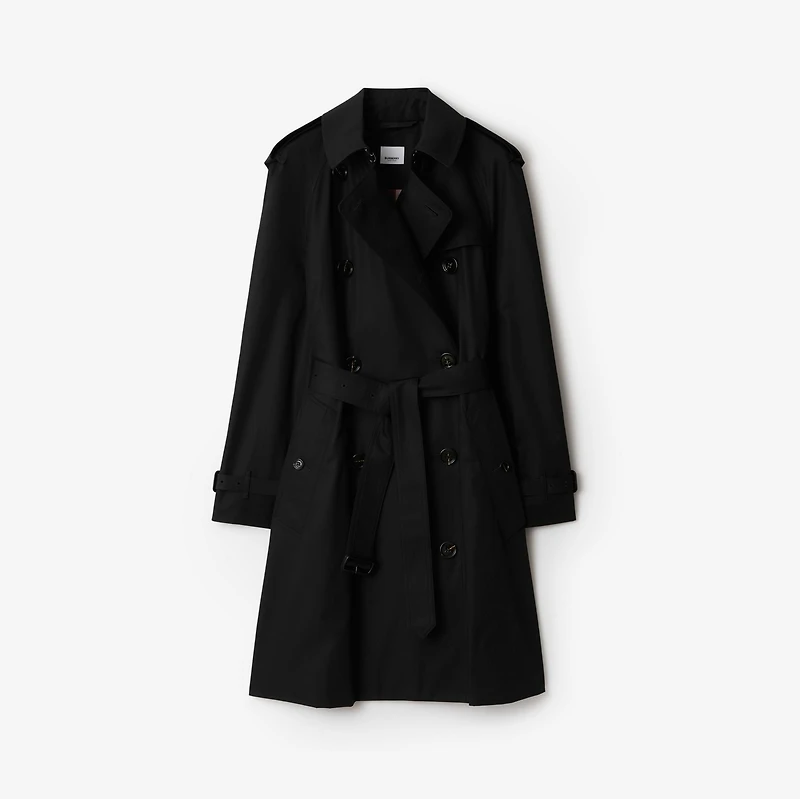 Mid-length Cotton Trench Coat in Black - Women | Burberry® Official