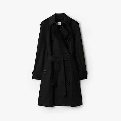 Mid-length Cotton Trench Coat in Black - Women | Burberry® Official